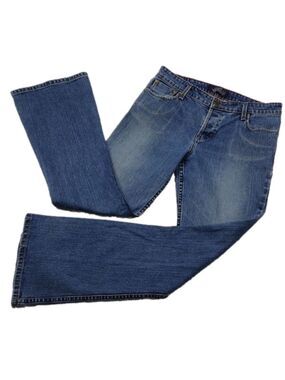 Levi's Strauss Signature Blue Medium Wash Five Pocket Low Rise Flare Leg Jean